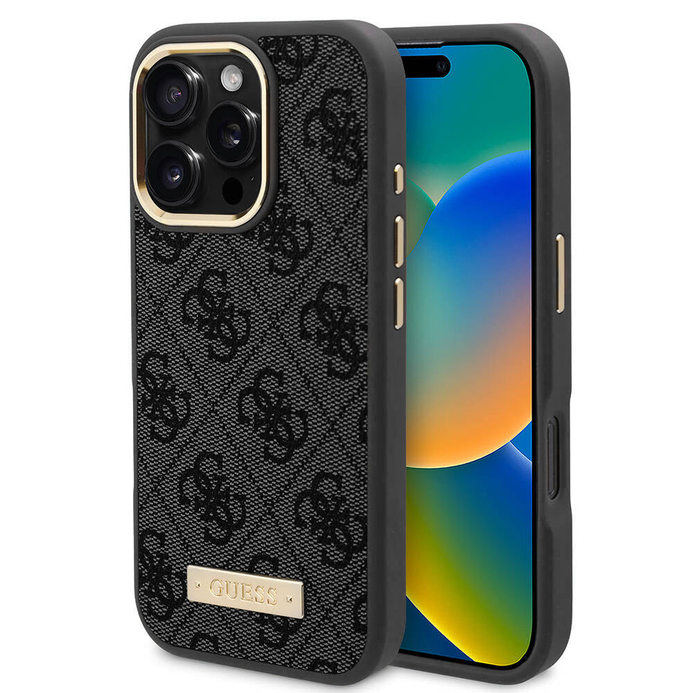 Guess - Hardcase 4G Logo Plate MagSafe (GUHMP16LU4GPRK) - iPhone 16 Pro - Black