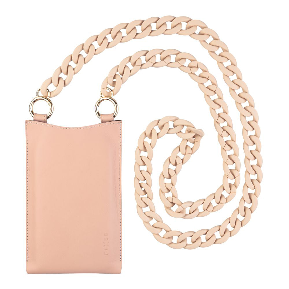 Fixed - Universal Shoulder Bag Venezia Leather (FIXVEN-PPI) - for Mobile Phones 7" - Pink