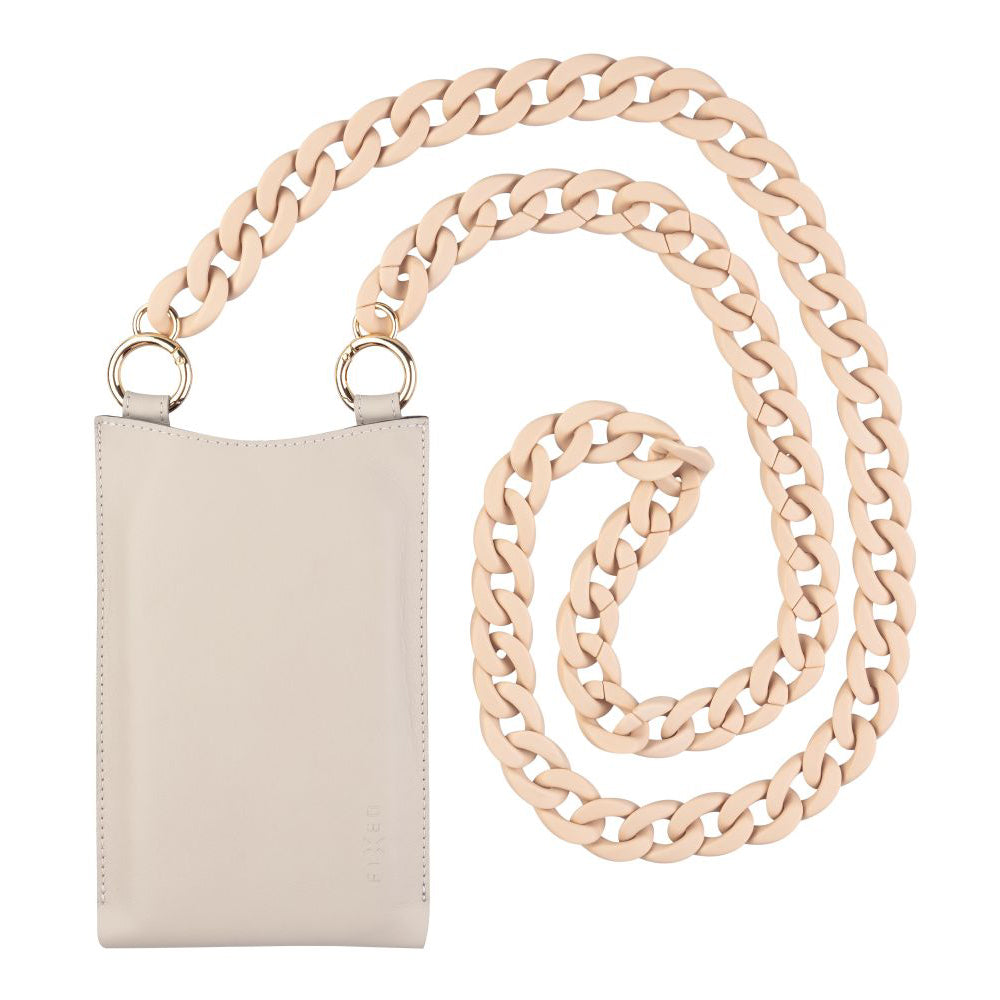 Fixed - Universal Shoulder Bag Venezia Leather (FIXVEN-CR) - for Mobile Phones 7" - Cream