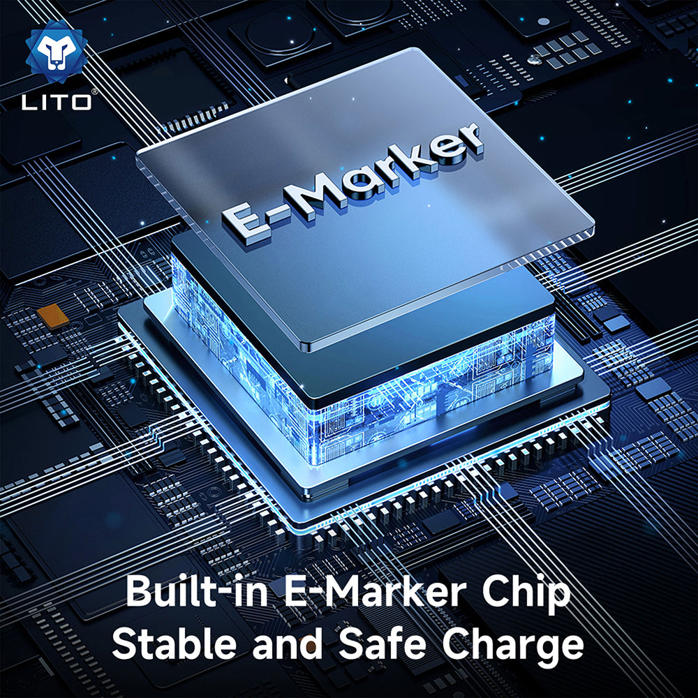 Lito - Data Cable (LD09CC) - Type-C to Type-C, 100W High Speed Charging, LED Display, 1.2m - Black