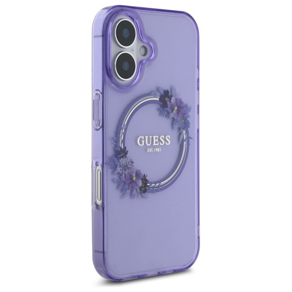 Guess Magsafe “Flower Wreath” Hard Case Θήκη προστασίας από σκληρό πλαστικό – iPhone 16 (Μωβ – GUHMP16SHFWFCU)