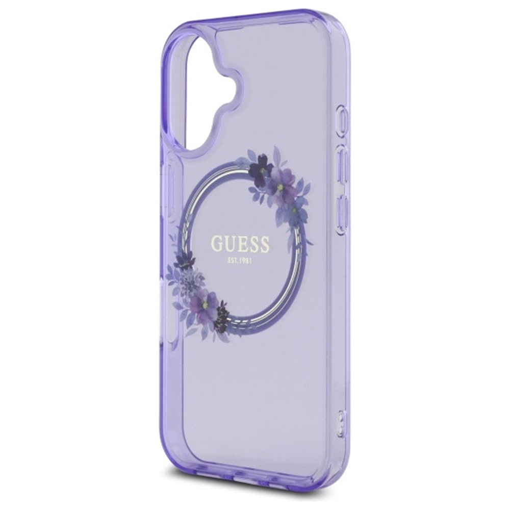 Guess Magsafe “Flower Wreath” Hard Case Θήκη προστασίας από σκληρό πλαστικό – iPhone 16 (Ροζ – GUHMP16SHFWFCP)