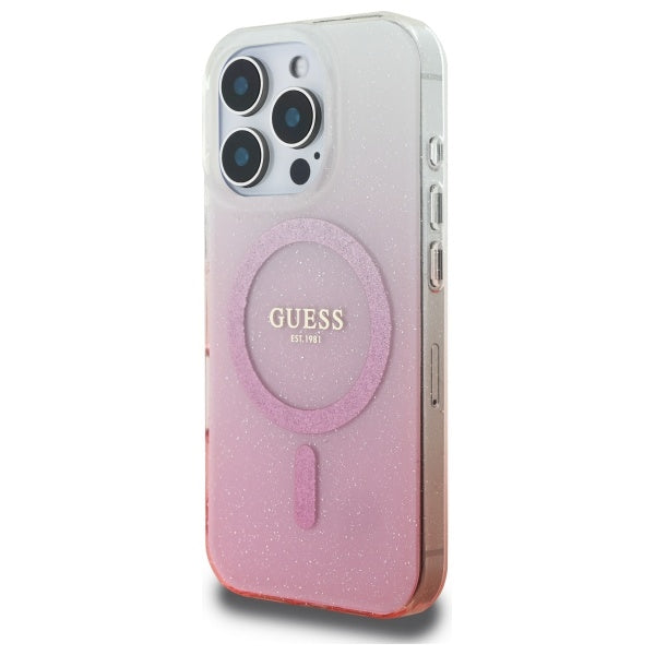 Guess Magsafe “Glitter Gradient” Hard Case Θήκη προστασίας από σκληρό πλαστικό – iPhone 16 Pro Max (Ροζ – GUHMP16XHGRCELP)