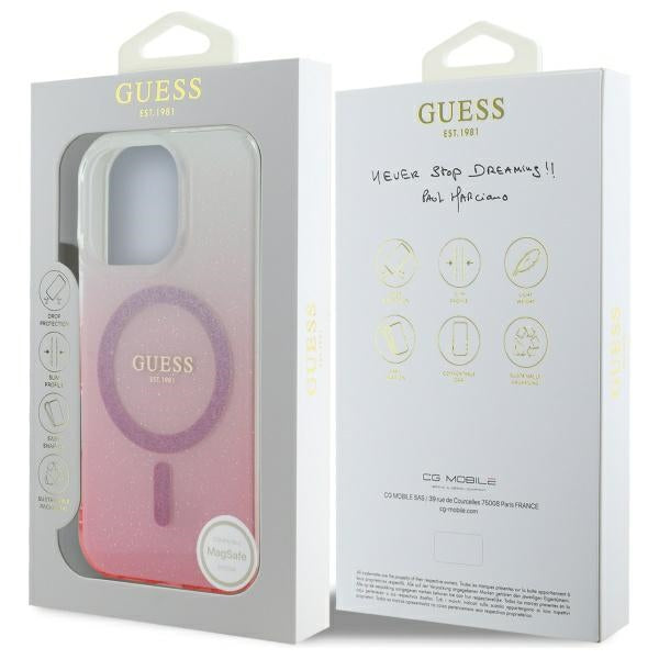 Guess Magsafe “Glitter Gradient” Hard Case Θήκη προστασίας από σκληρό πλαστικό – iPhone 16 Pro (Ροζ – GUHMP16LHGRCELP)