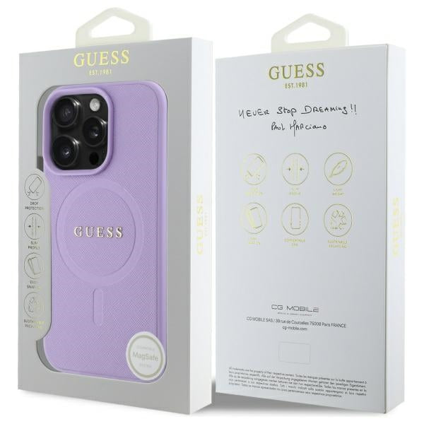 Guess Magsafe “Saffiano Collection" Hard Case Θήκη προστασίας από δερματίνη – iPhone 16 Pro Max (Μωβ – GUHMP16XPSAHMCU)