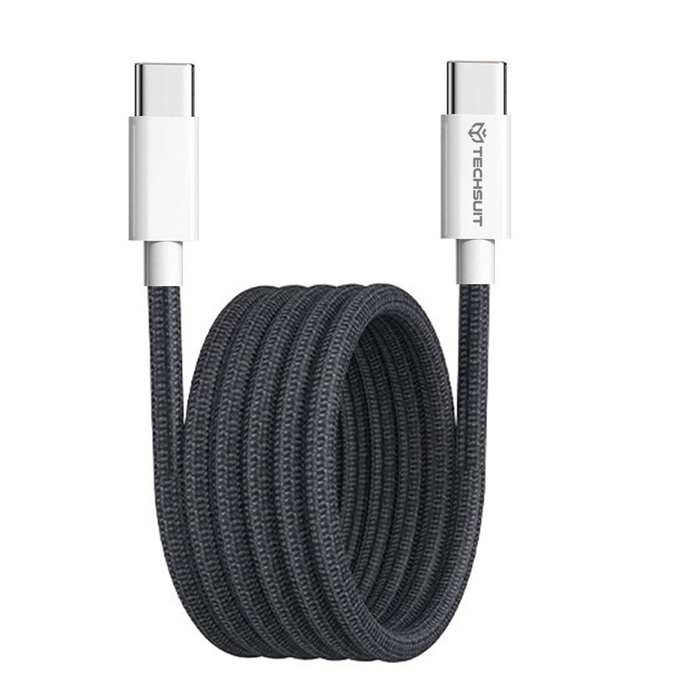 Techsuit - Data Cable (PCB114D) - for Apple, Android, Type-C, Super Fast Charging, PD60W, Flexible, Durable, 1m - Black