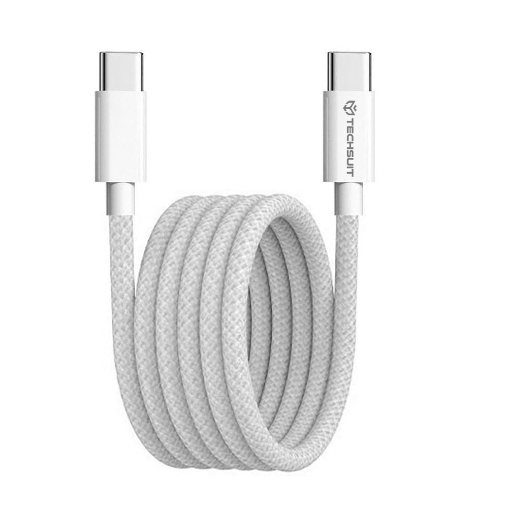 Techsuit - Data Cable (PCB114D) - for Apple, Android, Type-C, Super Fast Charging, PD60W, Flexible, Durable, 1m - Gray