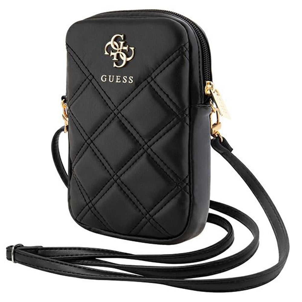 Guess - Universal Phone Pouch Zip Quilted 4G (GUWBZPSQSSGK) - Universal, Adjustable Strap, Zip Closure - Black
