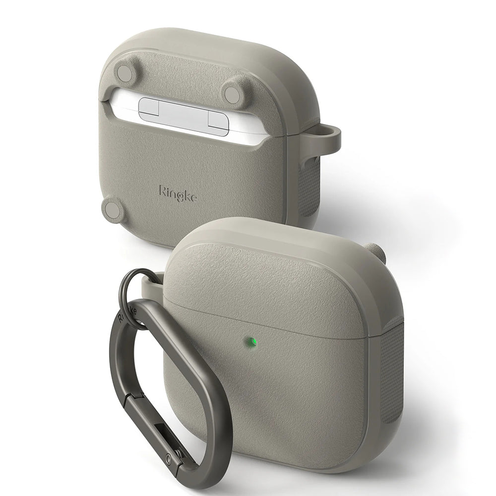 Ringke - Protection Case Onyx Magnetic - for AirPods 4, Non-Slip Texture, Carabiner Hole - Warm Gray