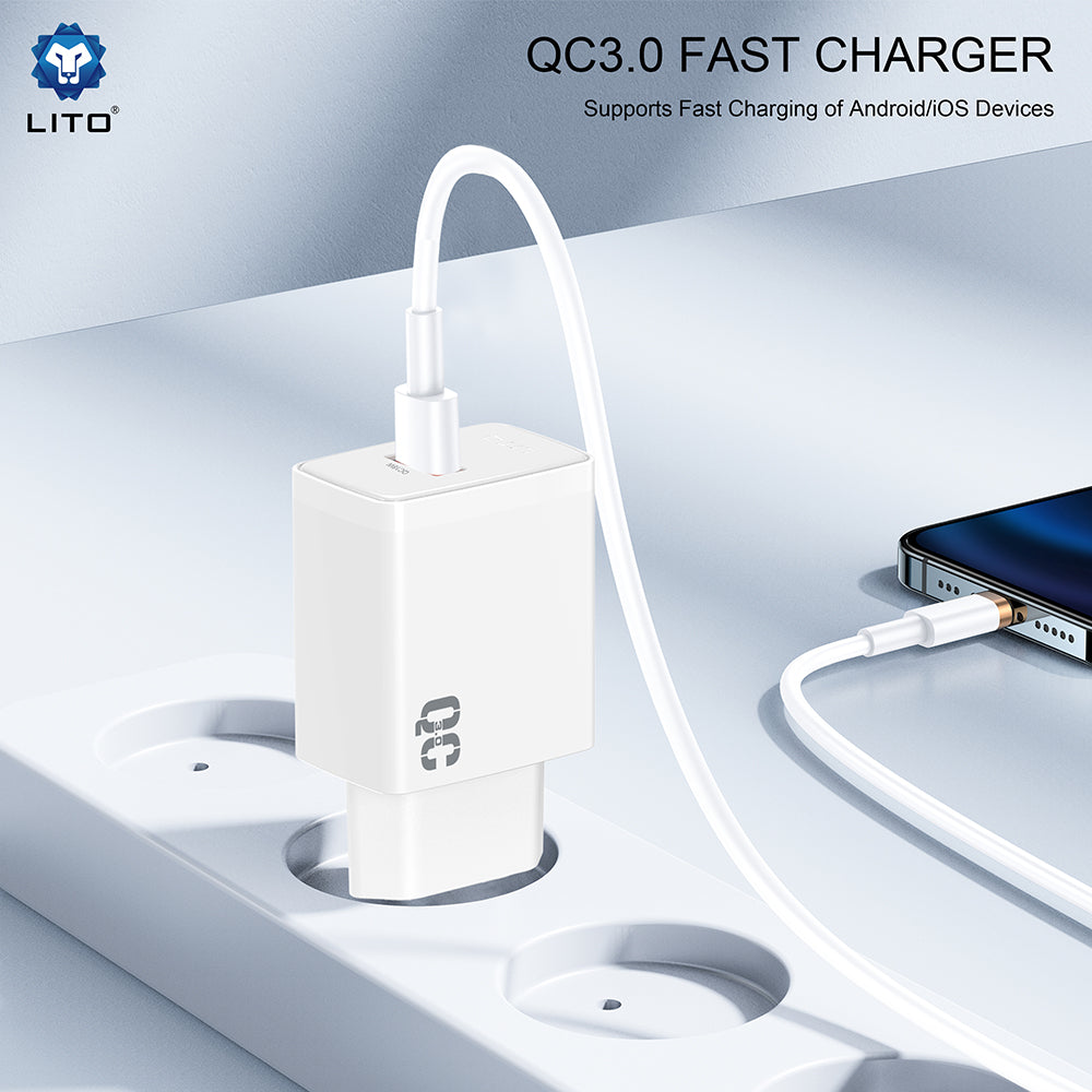 Lito - Wall Charger (LC08) - USB PD18W, PC Fireproof, EU Plug - White