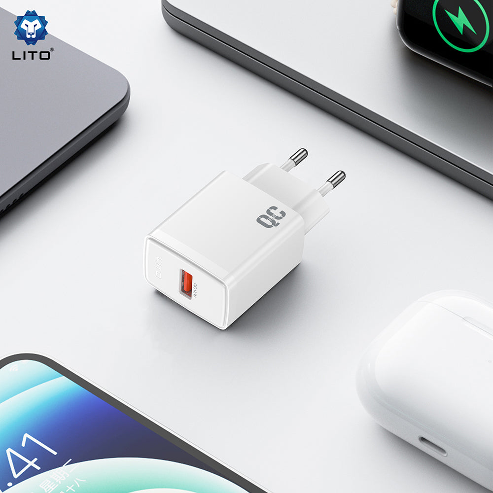 Lito - Wall Charger (LC08) - USB PD18W, PC Fireproof, EU Plug - White