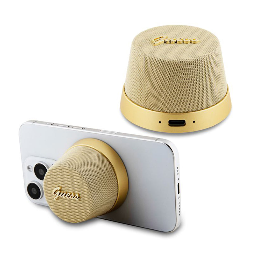 Guess - Speaker Stand Magnetic Script Metal (GUWSC3ALSMD) - TWS, USB-C, Bluetooth V5.3, 700mAh, 3W - Gold