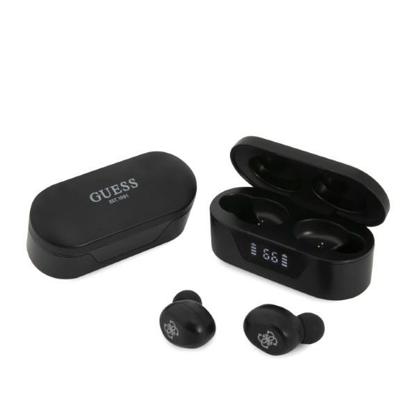 Guess - Wireless Earbuds (GUTWST31EK) - Bluetooth 5.0, TWS, USB-C, with LED Display, Docking Station, IPX4 - Black