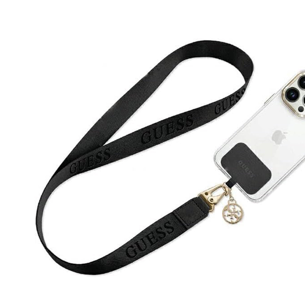 Guess - Holder Link Snap Hook Lanyard Strap (GUOUCPNLEH4K) - Crossbody Lanyard for Τεχνολογία > Κινητή Τηλεφωνία > Θήκες Κινητώνs - Black