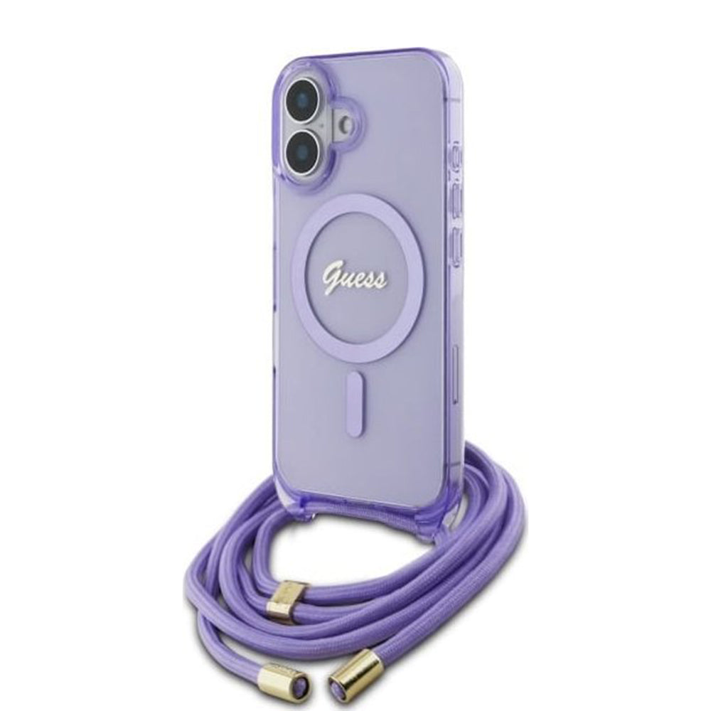 Guess - IML Crossbody Cord Script MagSafe (GUHMP16SHCTSGNSU) - iPhone 16 - Purple