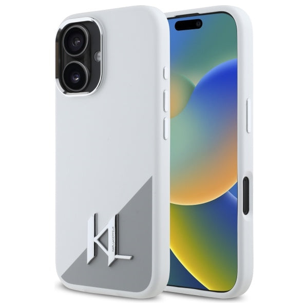 Karl Lagerfeld - Silicone (KLHMP16SSCMKMPCH) - iPhone 16 - White Shadow Metal Initial