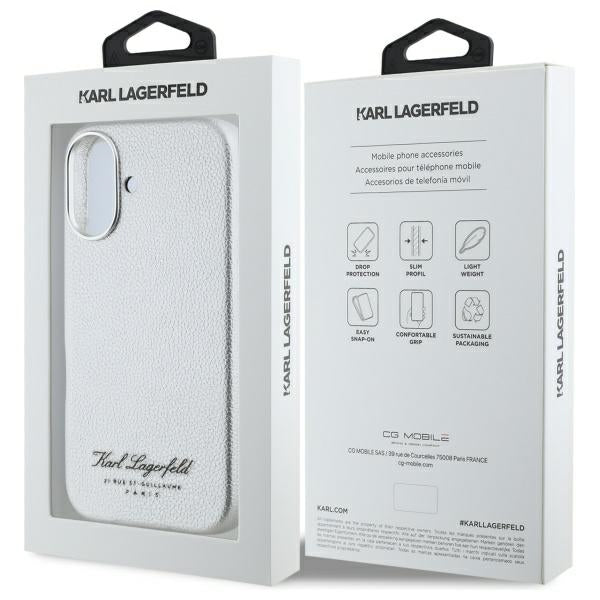 Karl Lagerfeld “Rue St.Guillaume Logo Collection” Θήκη προστασίας από σιλικόνη – iPhone 16 (Γκρι – KLHCP16SPGWCMKHK)