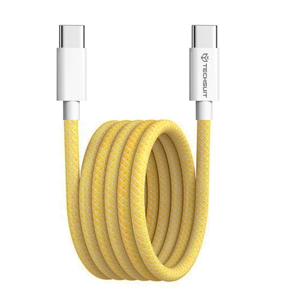 Techsuit - Data Cable (PCB114D) - for Apple, Android, Type-C, Super Fast Charging, PD60W, Flexible, Durable, 1m - Yellow