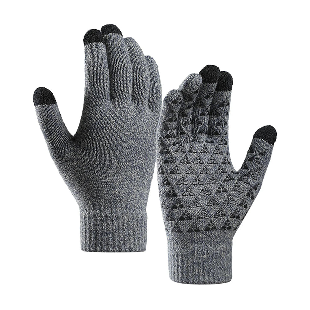 Iwarm - Gloves (ST0018) - Premium Wool, with Non-slip Details, Size 23cm - Grey