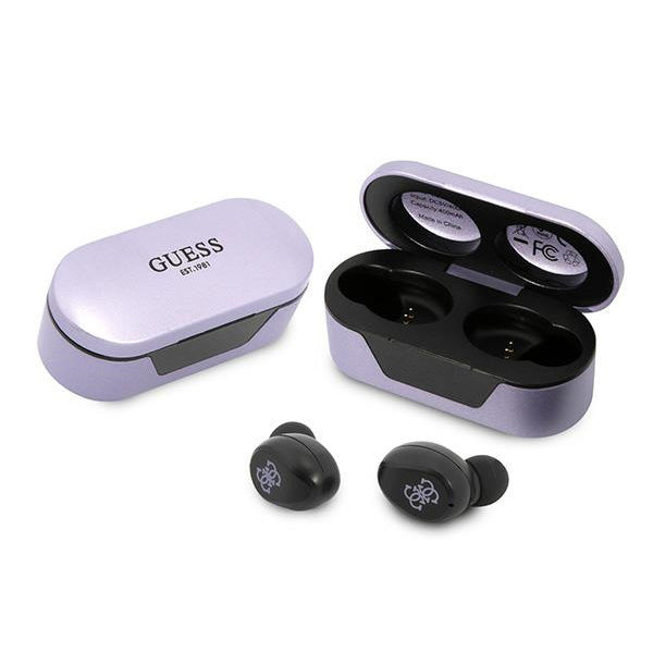 Guess - Wireless Earbuds (GUTWST31EU) - Bluetooth 5.0, TWS, USB-C, with LED Display, Docking Station, IPX4 - Purple