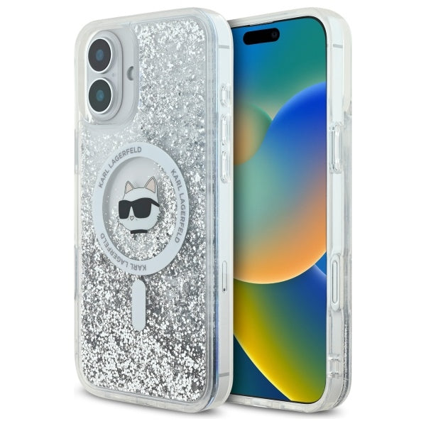 Karl Lagerfeld - Glitter Liquid MagSafe (KLHMP16SLGCHSGH) - iPhone 16 - Transparent Choupette Head
