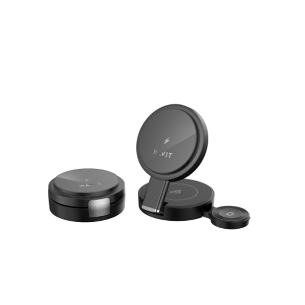 Havit - 3in1 Wireless Charging Station (W3100) - for Phone/iWatch/Earbuds, Foldable, 15W - Black