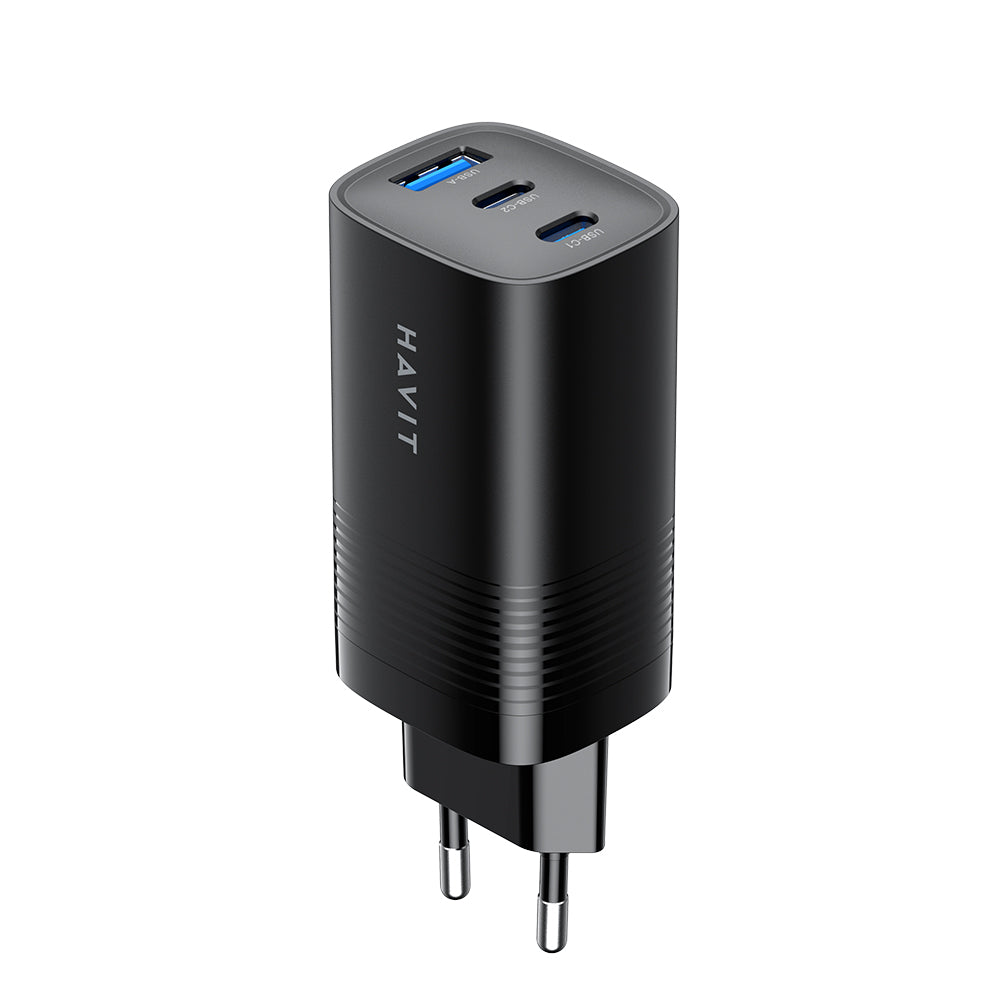 Havit - Wall Charger (UC20 EU) - 2x Type-C, USB, GaN, 65W, Fast Charging - Black
