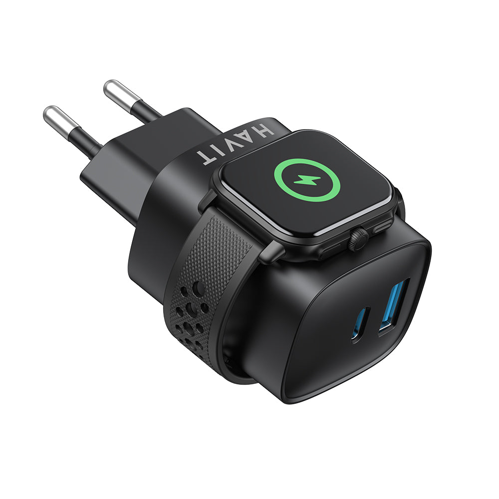 Havit - Wall Charger (UC132 EU) - USB, Type-C, Wireless, 22W - Black