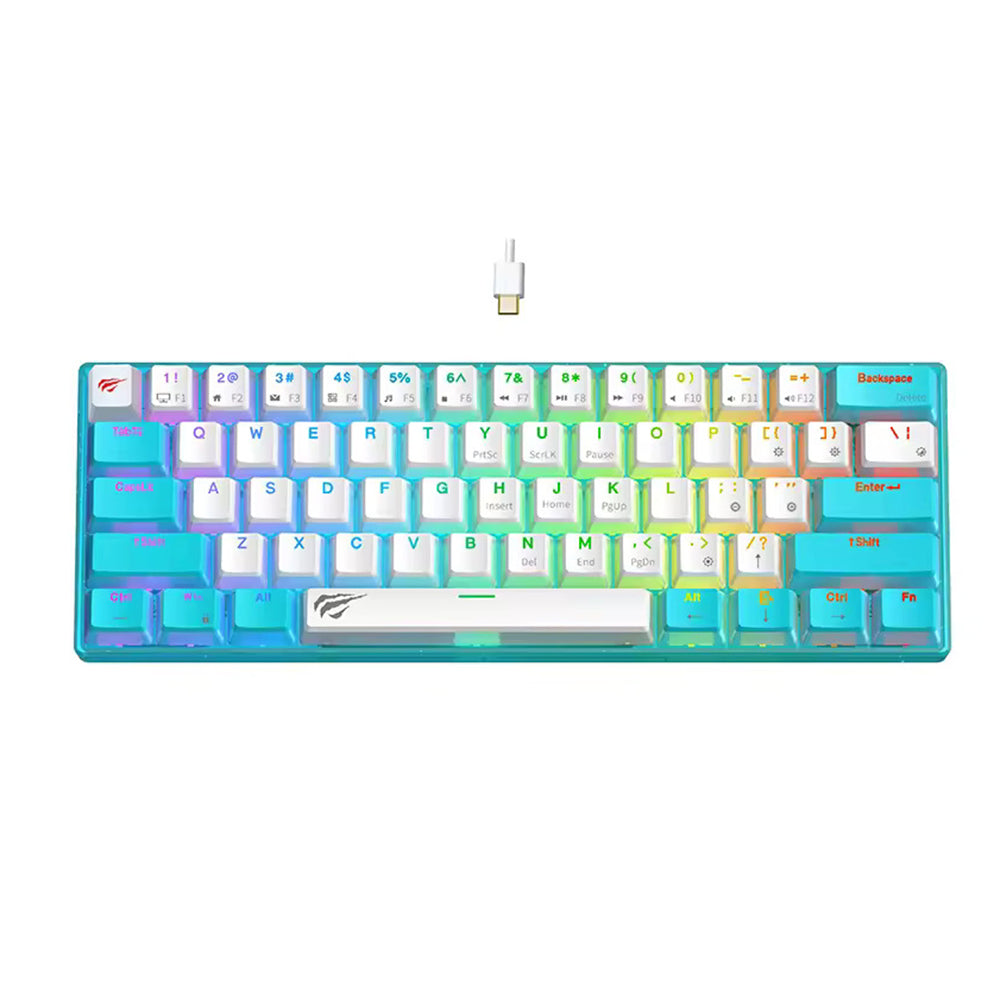Havit - Gaming Keyboard (KB903L) - USB-C, with RGB Lights, 1.8m, 200mA - Blue / White