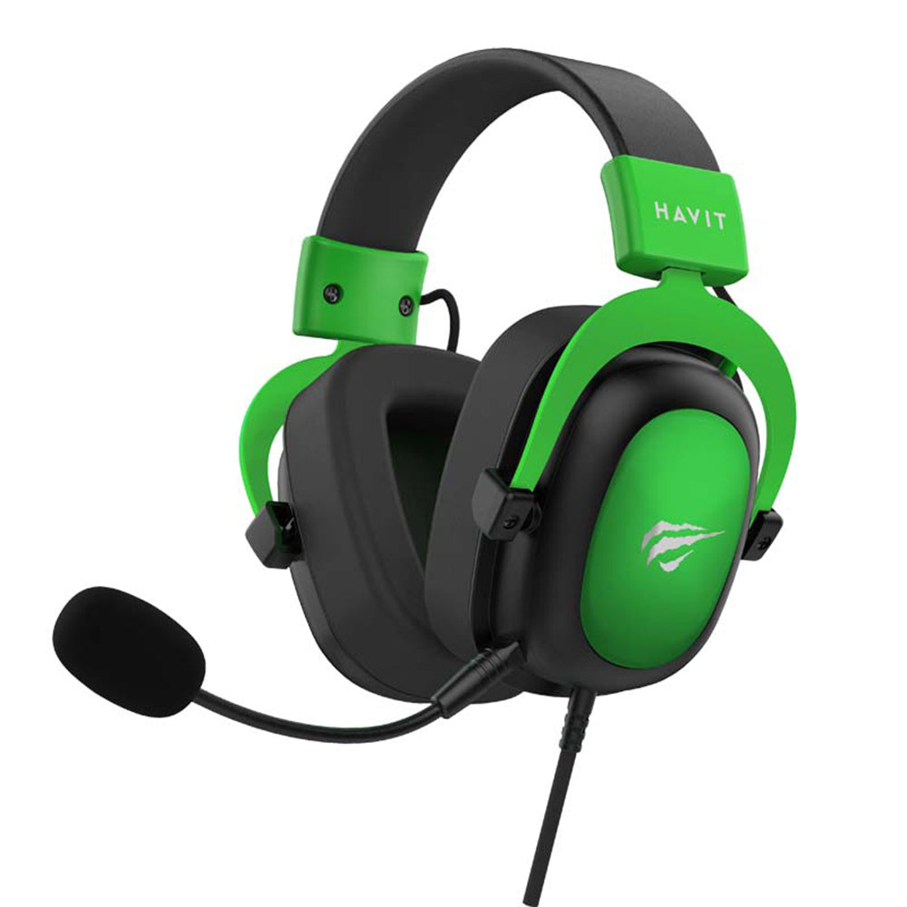 Havit - Gaming Headphones (H2002d) - Detachable Microphone, Compatible with PS4/XBOX, Jack 3.5mm, Cable 2m - Green