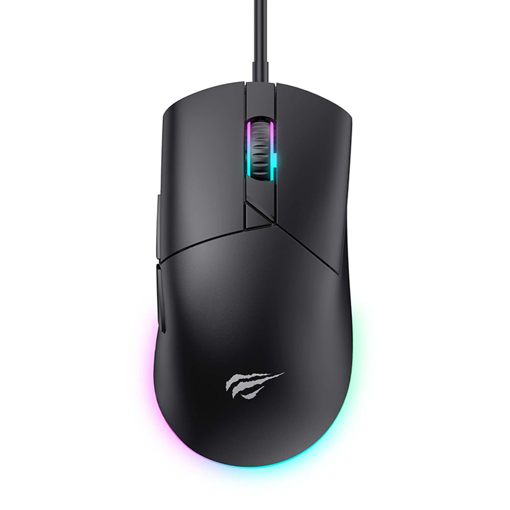 Havit - Wired Gaming Mouse (MS1038) -  with RGB Lights, 1200/2400/3200/4800/6400/8000 DPI, 1.6m, 5V - Black