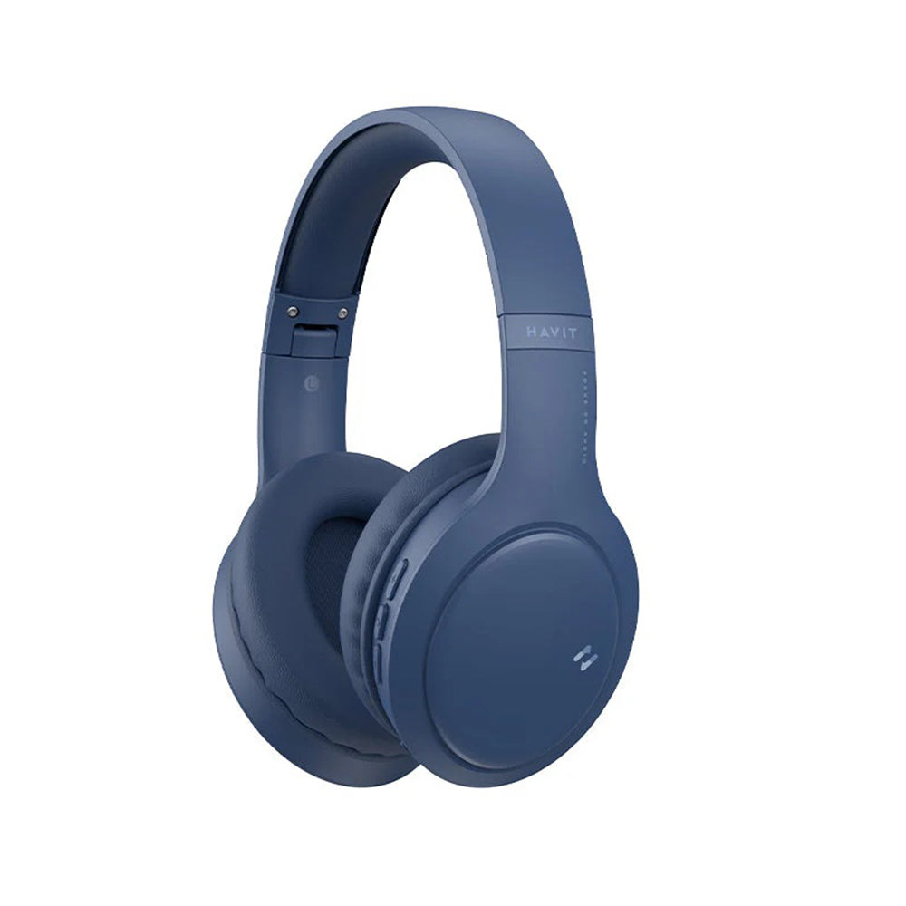Havit - Wireless Headphones (H633BT) - with Microphone, Bluetooth 5.1, Foldable, Button Control, AUX, USB-C, 350mAh - Blue