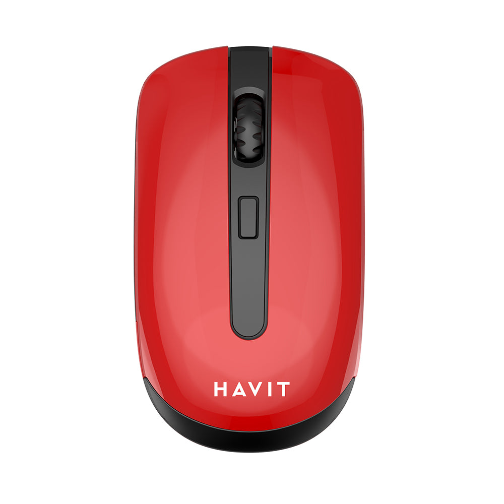 Havit - Wireless Mouse (MS989GT) - 2.4GHz, 800-1200-1600 DPI, AA Battery - Black / Red