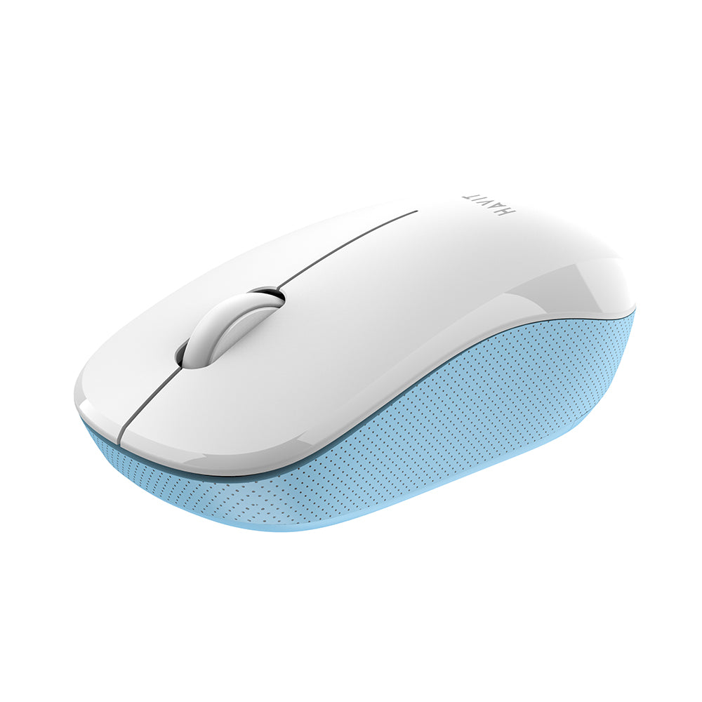 Havit - Wireless Mouse (MS66GT) - 2.4GHz, 1200 DPI, ABS, PC, AA Battery - White / Blue
