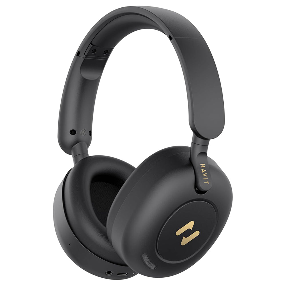 Havit - Wireless Headphones (H655BT Pro) - with Case, Bluetooth 5.3, Noise Cancelling, Multipoint, Hi-Res, 700mAh - Black