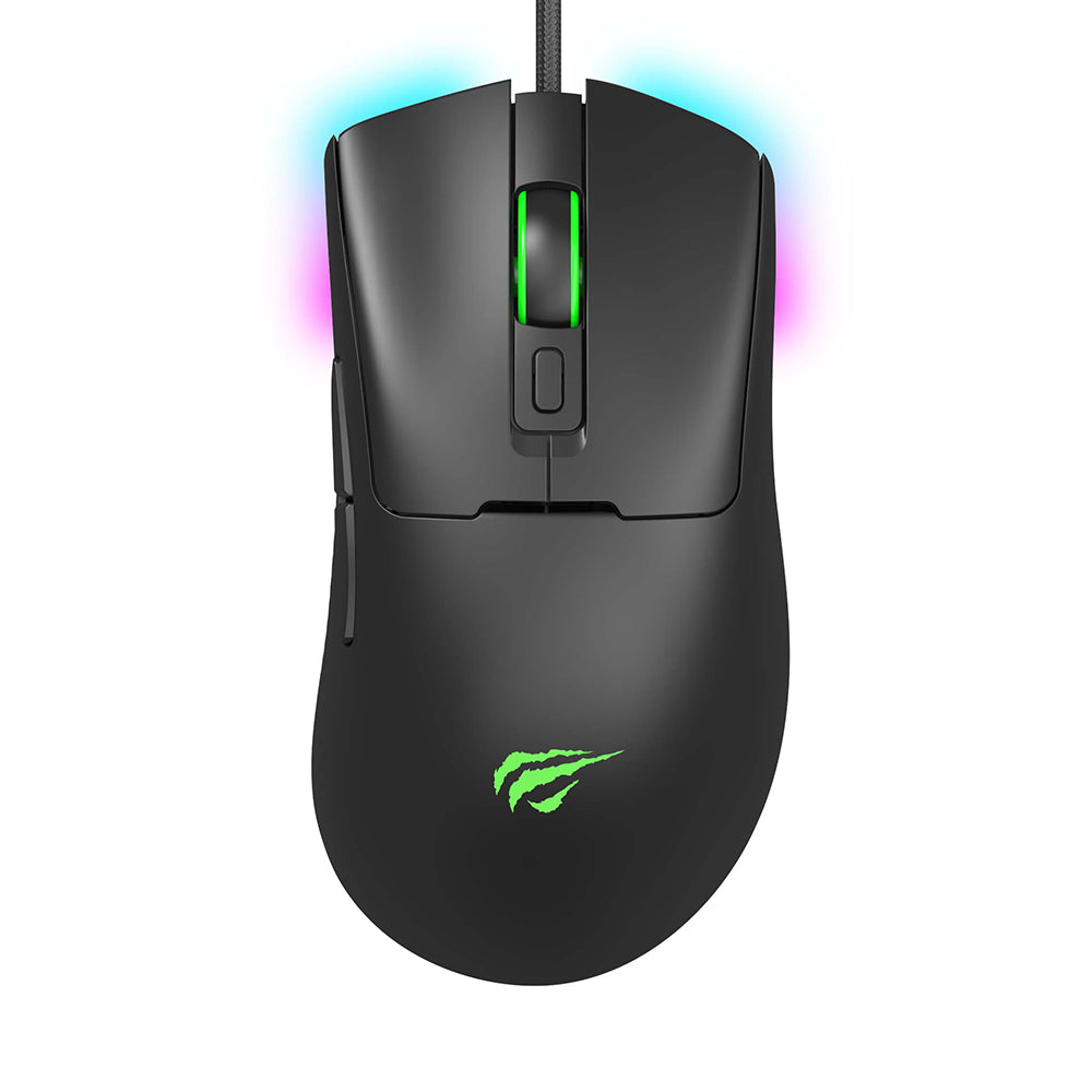 Havit - Wired Gaming Mouse (MS966) -  with RGB Lights, 800/1600/3200/6400/8000/12000 DPI, 1.6m, 5V - Black