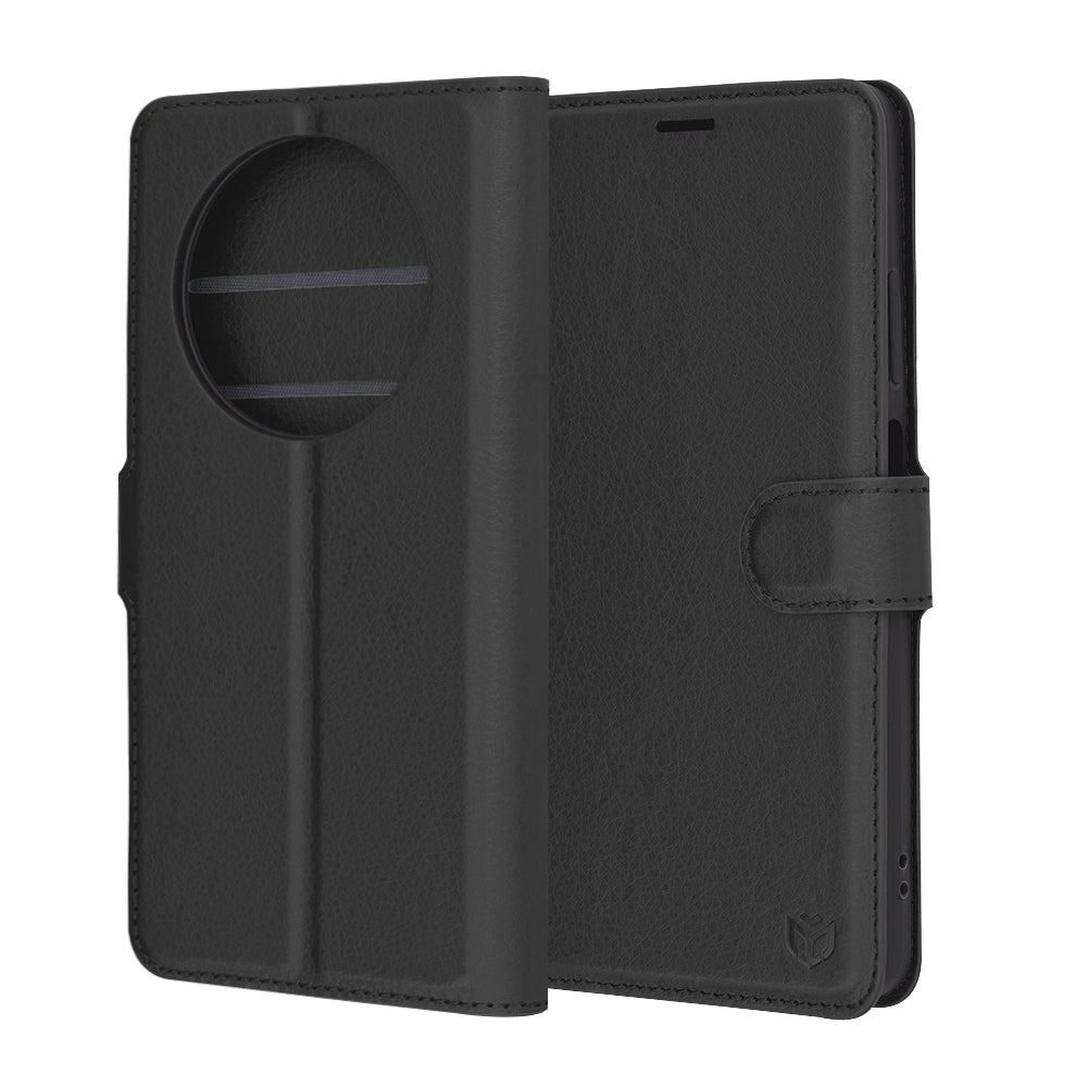 Techsuit - Leather Folio - Oppo Reno12 F 4G / Reno12 F 5G / Reno12 FS 4G / Reno12 FS 5G - Black