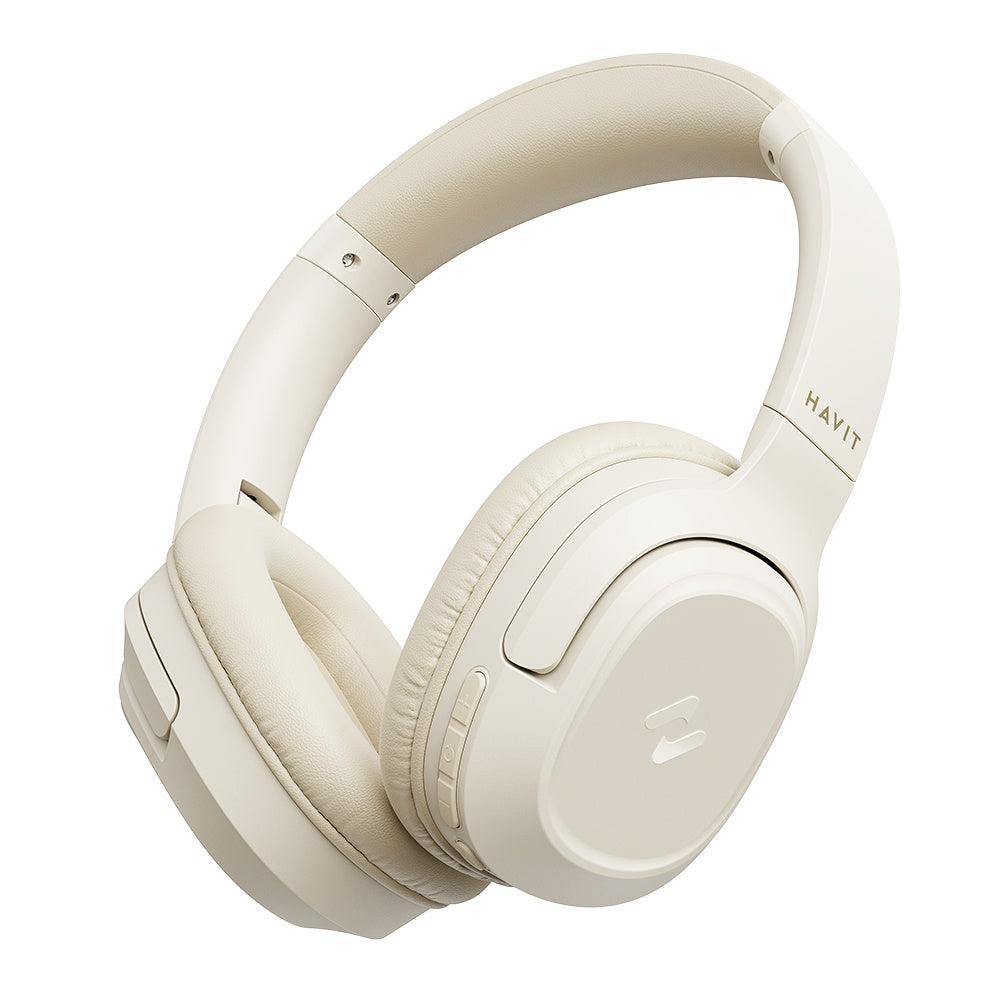 Havit - Wireless Headphones (H612BT) - On-ear, Bluetooth 5.4, Noise Cancelling, Foldable, 400mAh, Type-C - Beige
