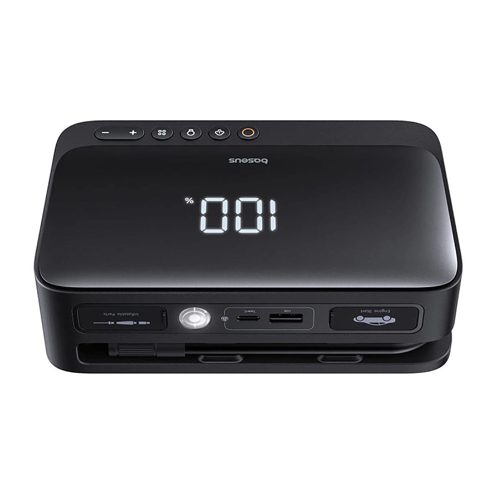 Baseus - Car Jump Starter Super Energy (C00245902111-00) - Power Bank, 6000mAh, Compressor, Flashlight, USB-C, 600A - Black