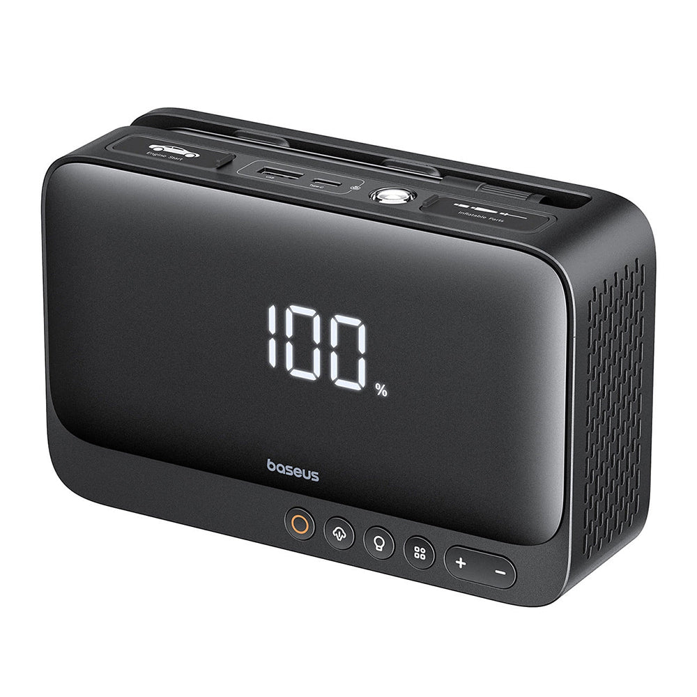 Baseus - Car Jump Starter Super Energy (C00245902111-00) - Power Bank, 6000mAh, Compressor, Flashlight, USB-C, 600A - Black