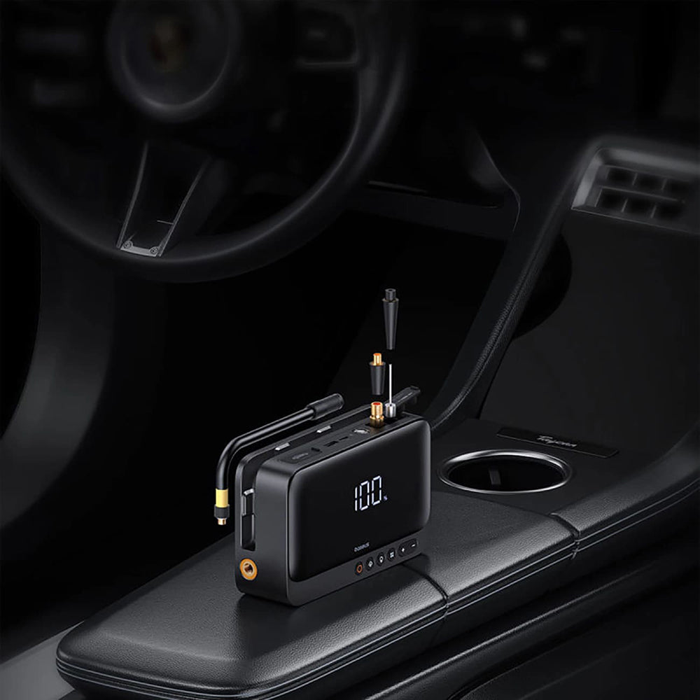 Baseus - Car Jump Starter Super Energy (C00245902111-00) - Power Bank, 6000mAh, Compressor, Flashlight, USB-C, 600A - Black