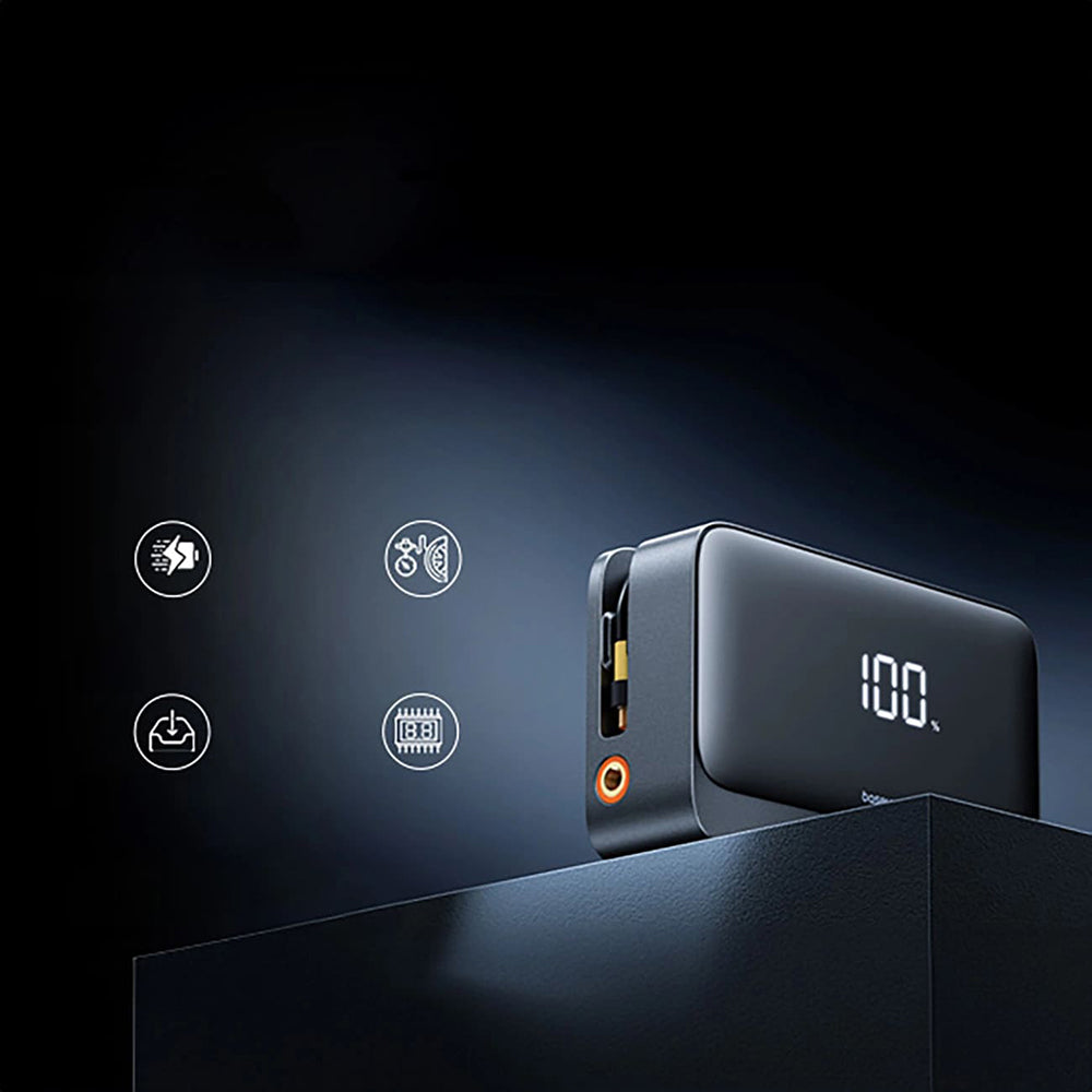 Baseus - Car Jump Starter Super Energy (C00245902111-00) - Power Bank, 6000mAh, Compressor, Flashlight, USB-C, 600A - Black
