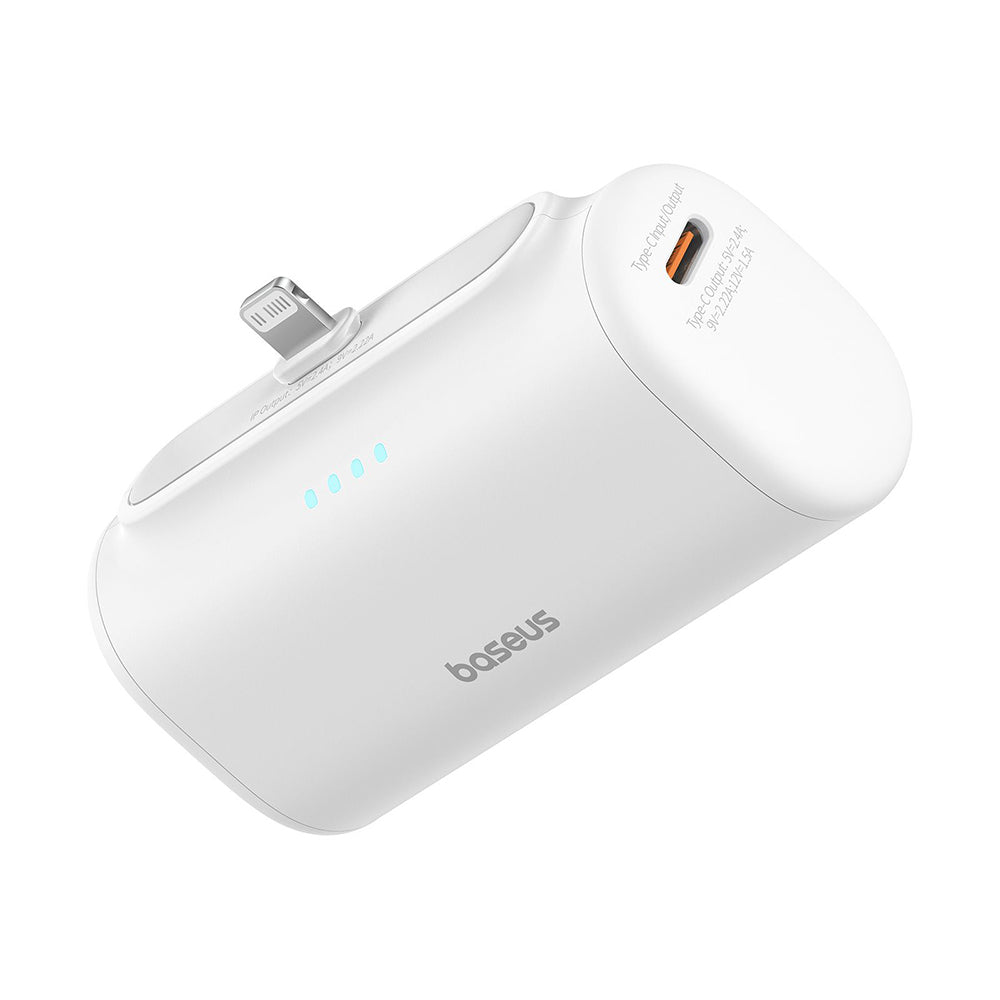 Baseus - Power Bank (P10068307213-00) - Lightning, Compact Design, 20W, 5000mAh, with Cable Type-C - White
