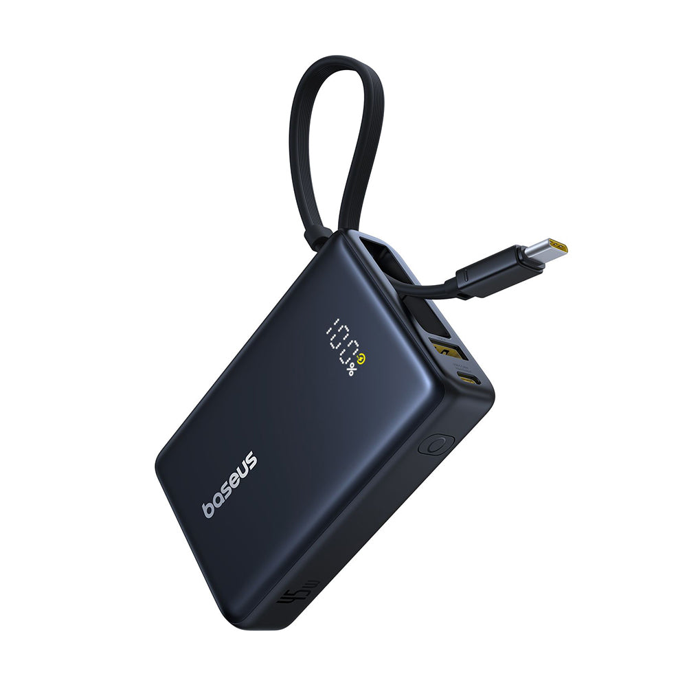 Baseus - Power Bank PicoGo (P10076803123-00) - Type-C, USB, Fast Charging, 45W, 10000mAh, Built-in Type-C Cable - Black