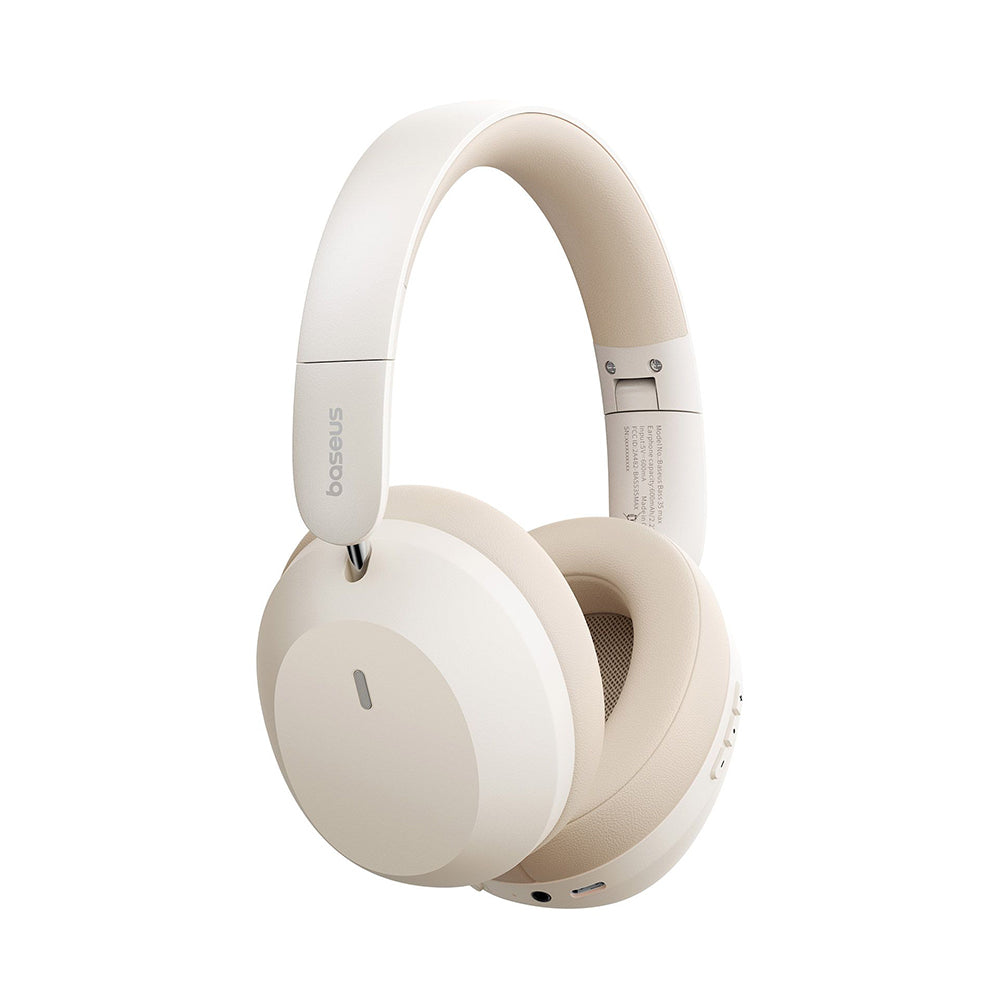 Baseus - Wireless Headphones Bass 35 Max (A00070800221-00) - On-ear, Bluetooth 5.3, Sound Isolation, Foldable - Stellar White
