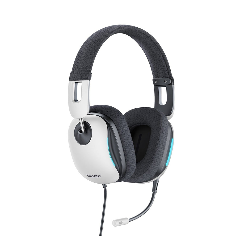 Baseus - Gaming Headphones GoPlay 1 Max (A00181003213-00) - with Microphone, In-Line Cable Controls, LED Light - Moon White