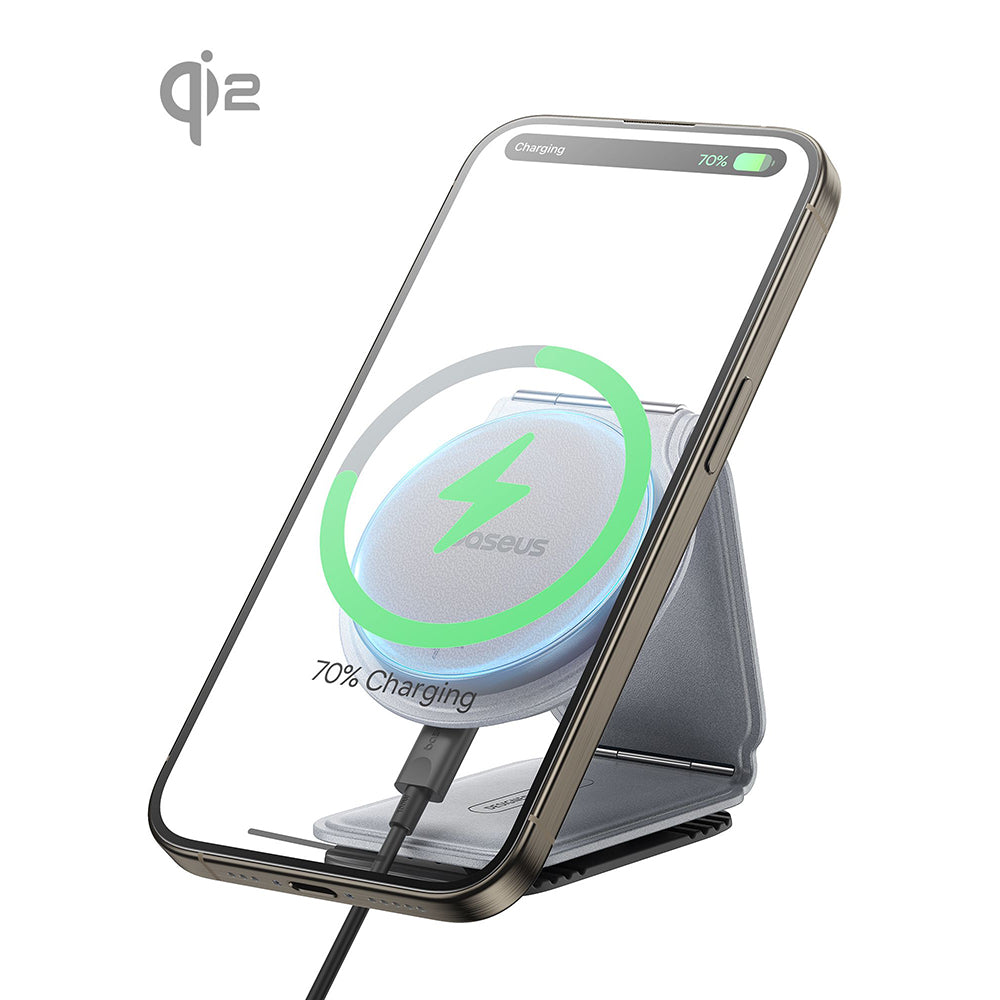 Baseus - Car Holder with Wireless Charging PrimeTrip C02 (C40169003831-00) - Magnetic Grip for Dashboard, 15W - Frosted Grey