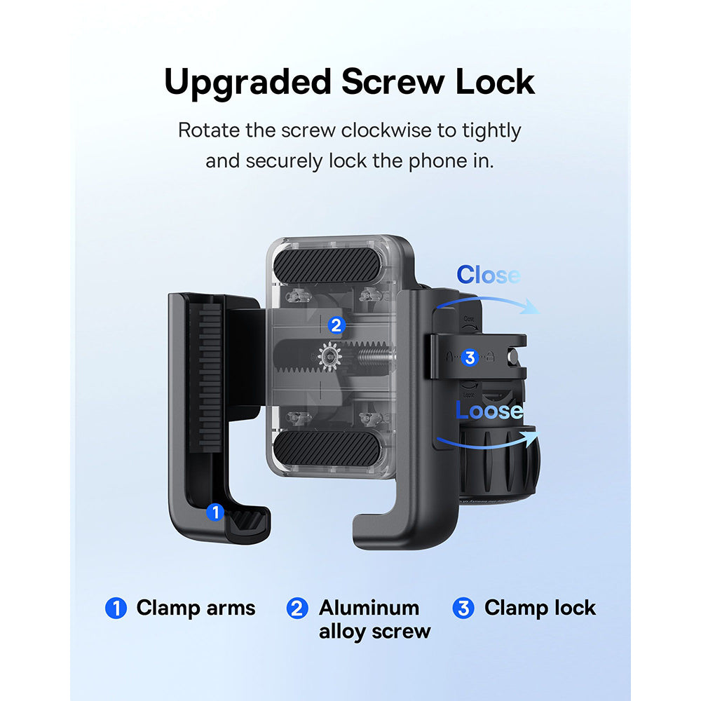 Baseus - Bike Holder GoTrip (C40572301111-00) - CyclingTripod, 360°, Anti-Shake, with Screw Lock, 5.7 - 7.2" - Cluster Black