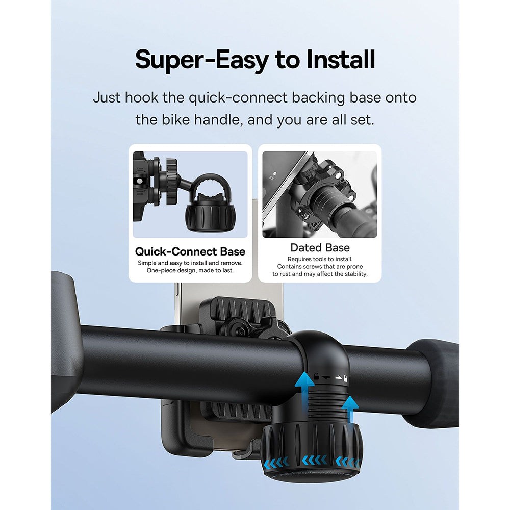 Baseus - Bike Holder GoTrip (C40572301111-00) - CyclingTripod, 360°, Anti-Shake, with Screw Lock, 5.7 - 7.2" - Cluster Black