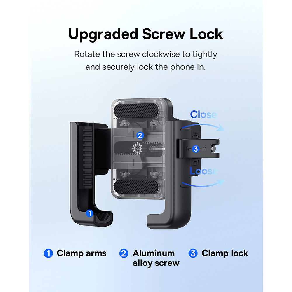 Baseus - Motorcycle Holder GoTrip (C40572301111-01) - 360°, Anti-Shake, with Screw Lock, Stable, 5.7 - 7.2" - Cluster Black